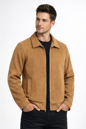 Erkek Siyah Regular Fit Mevsimlik Süet Spor Mont BGL-ST05013