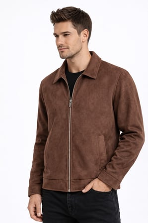 Erkek Siyah Regular Fit Mevsimlik Süet Spor Mont BGL-ST05013