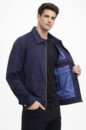 Erkek Siyah Regular Fit Mevsimlik Süet Spor Mont BGL-ST05013
