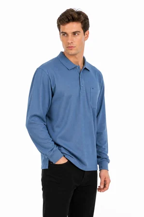 Erkek Büyük Beden Mevsimlik Polo Yaka Cepli Sweatshirt BGL-ST05367