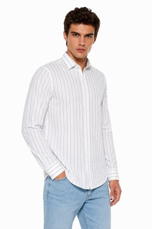 Erkek Spor Silim Fit Çizgili Yazlık Gömlek BGL-ST05380