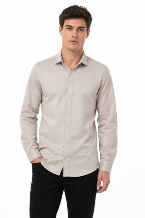Erkek Spor Silim Fit Likralı Pamuklu Yazlık Gömlek BGL-ST05381