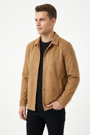 Erkek Siyah Regular Fit Mevsimlik Süet Spor Mont BGL-ST05436