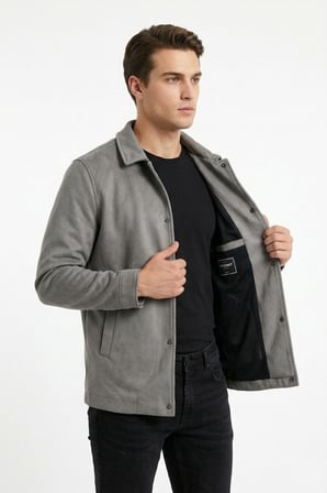 Erkek Siyah Regular Fit Mevsimlik Süet Spor Mont BGL-ST05436
