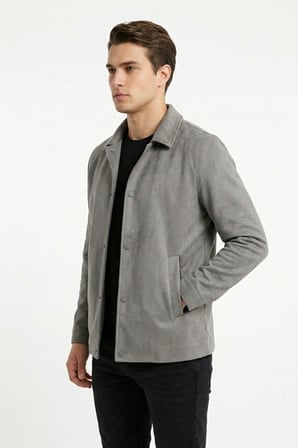 Erkek Siyah Regular Fit Mevsimlik Süet Spor Mont BGL-ST05436