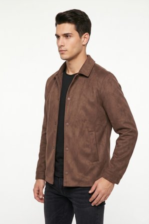 Erkek Siyah Regular Fit Mevsimlik Süet Spor Mont BGL-ST05436