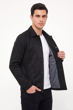 Erkek Siyah Regular Fit Mevsimlik Süet Spor Mont BGL-ST05436