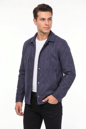 Erkek Siyah Regular Fit Mevsimlik Süet Spor Mont BGL-ST05436