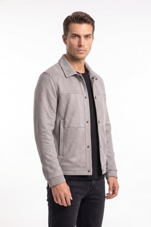 Erkek Siyah Regular Fit Mevsimlik Süet Spor Mont BGL-ST05437