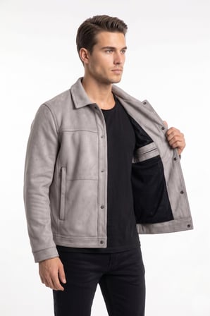 Erkek Siyah Regular Fit Mevsimlik Süet Spor Mont BGL-ST05437