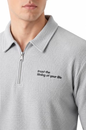 Erkek Spor Polo Yaka Petek Dokulu Sweatshırt BGL-ST05442