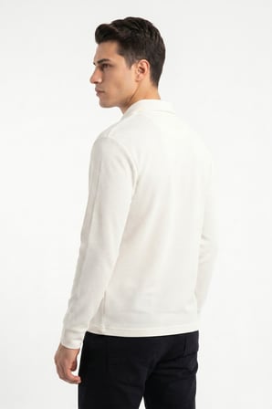 Erkek Spor Polo Yaka Petek Dokulu Sweatshırt BGL-ST05442