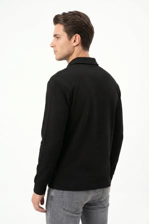 Erkek Spor Polo Yaka Petek Dokulu Sweatshırt BGL-ST05442