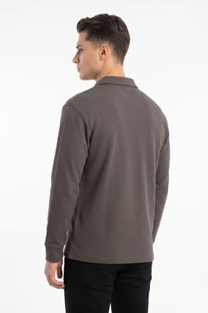 Erkek Spor Polo Yaka Petek Dokulu Sweatshırt BGL-ST05442