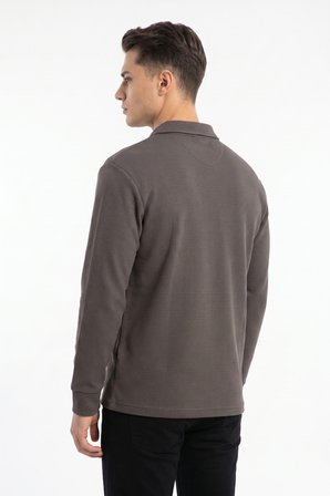 Erkek Spor Polo Yaka Petek Dokulu Sweatshırt BGL-ST05442
