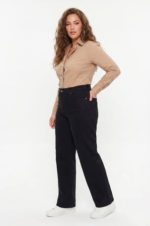 Kadın Yüksek Bel Wide Leg Denim Bol Pantolon BGL-ST05449