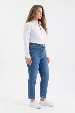 Kadın Yüksek Bel Mom Fit Jean Pantolon BGL-ST05450