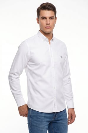 Erkek Spor Slim Fit Uzun Kol Likralı Gömlek BGL-ST05465