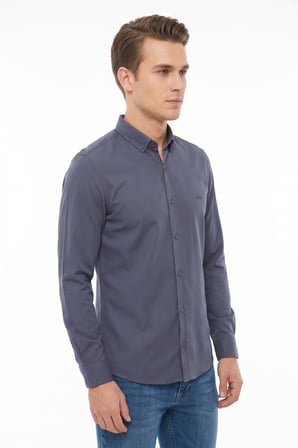 Erkek Spor Slim Fit Uzun Kol Likralı Gömlek BGL-ST05465