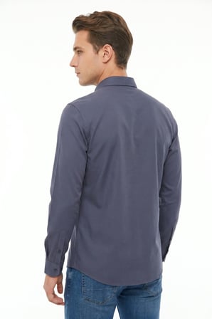 Erkek Spor Slim Fit Uzun Kol Likralı Gömlek BGL-ST05465