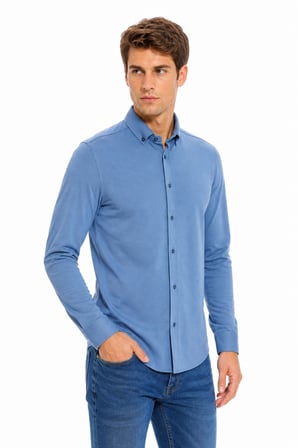 Erkek Spor Silim Likralı Gömlek BGL-ST05413