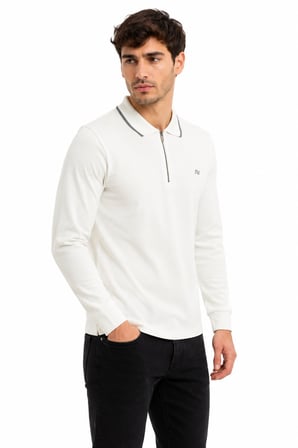 Erkek Mevsimlik Spor Polo Yaka Fermuarlı Sweatshırt BGL-ST05468