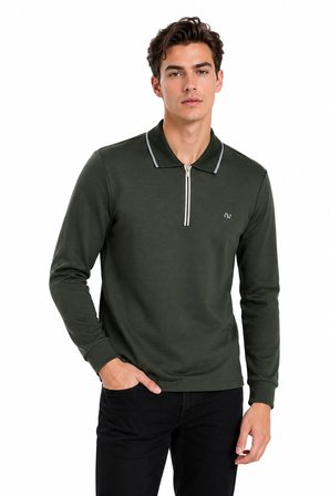 Erkek Mevsimlik Spor Polo Yaka Fermuarlı Sweatshırt BGL-ST05468