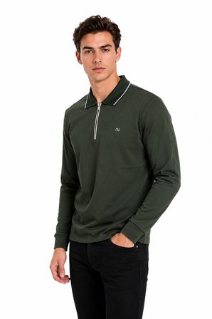 Erkek Mevsimlik Spor Polo Yaka Fermuarlı Sweatshırt BGL-ST05468