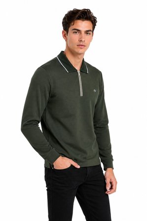 Erkek Mevsimlik Spor Polo Yaka Fermuarlı Sweatshırt BGL-ST05468
