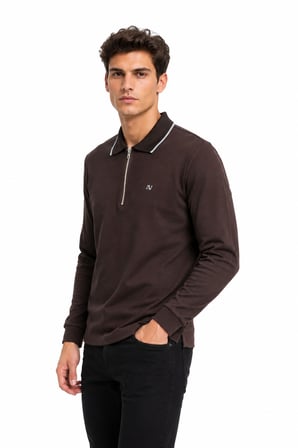 Erkek Mevsimlik Spor Polo Yaka Fermuarlı Sweatshırt BGL-ST05468