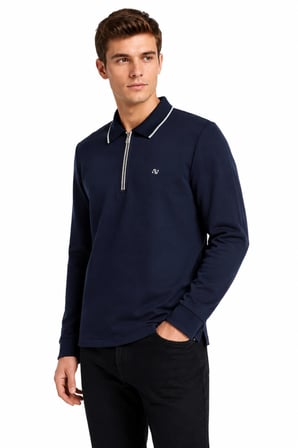 Erkek Mevsimlik Spor Polo Yaka Fermuarlı Sweatshırt BGL-ST05468