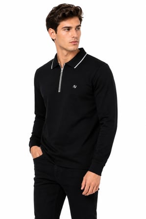Erkek Mevsimlik Spor Polo Yaka Fermuarlı Sweatshırt BGL-ST05468