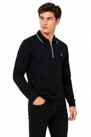 Erkek Mevsimlik Spor Polo Yaka Fermuarlı Sweatshırt BGL-ST05468