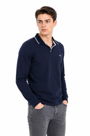 Erkek Mevsimlik Spor Polo V Yaka Sweatshırt BGL-ST05469
