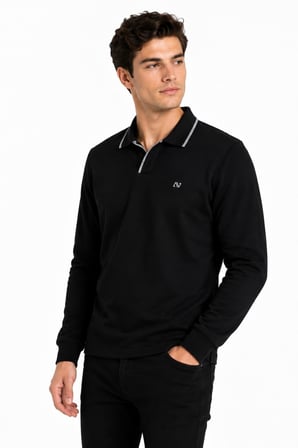 Erkek Mevsimlik Spor Polo V Yaka Sweatshırt BGL-ST05469
