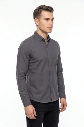 Erkek Spor Slim Fit Uzun Kol Petek Dokulu Gömlek BGL-ST05482