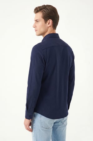 Erkek Spor Slim Fit Uzun Kol Petek Dokulu Gömlek BGL-ST05482
