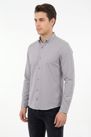 Erkek Spor Slim Fit Uzun Kol Petek Dokulu Gömlek BGL-ST05483