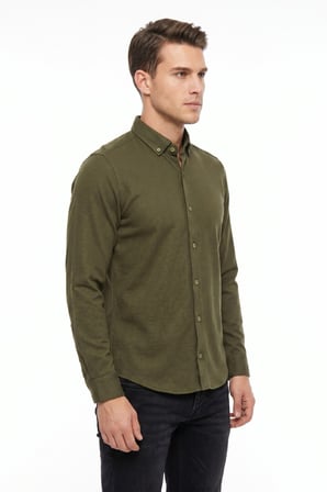 Erkek Spor Slim Fit Uzun Kol Petek Dokulu Gömlek BGL-ST05483