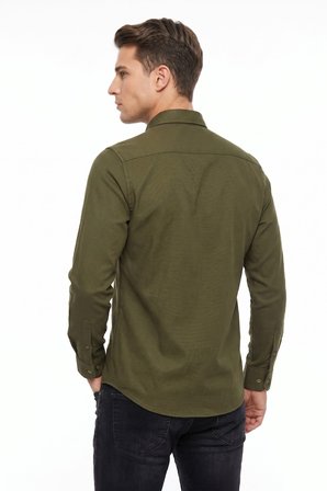 Erkek Spor Slim Fit Uzun Kol Petek Dokulu Gömlek BGL-ST05483