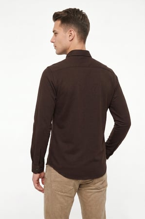 Erkek Spor Slim Fit Uzun Kol Petek Dokulu Gömlek BGL-ST05483