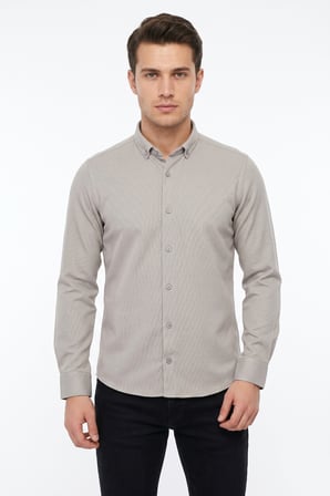 Erkek Spor Slim Fit Uzun Kol Petek Dokulu Gömlek BGL-ST05483