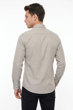 Erkek Spor Slim Fit Uzun Kol Petek Dokulu Gömlek BGL-ST05483