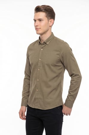 Erkek Spor Slim Fit Uzun Kol Petek Dokulu Gömlek BGL-ST05483