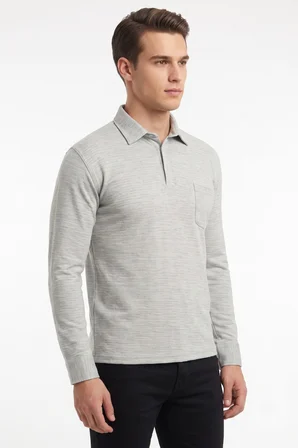 Erkek Gömlek Yaka Cepli Klasik Kalıp Sweatshirt 5304 BGL-ST05540