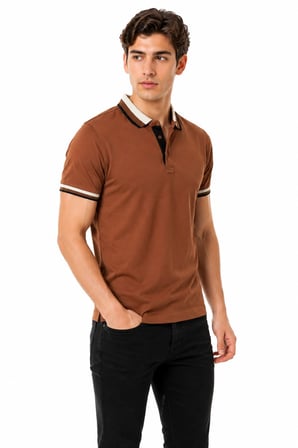 Erkek Polo Yaka Kısa Kollu Tişört Regular Kalıp T6096 BGL-ST05549