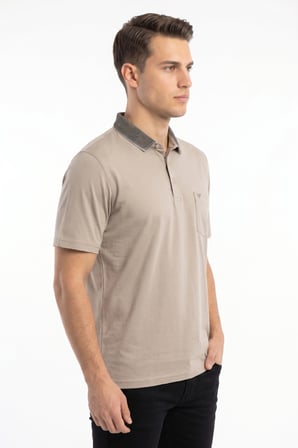 Erkek Büyük Beden Polo Yaka Cepli Kısa Kollu Tişört T6275 BGL-ST05556