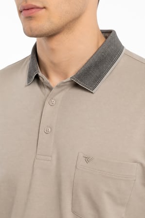 Erkek Büyük Beden Polo Yaka Cepli Kısa Kollu Tişört T6275 BGL-ST05556