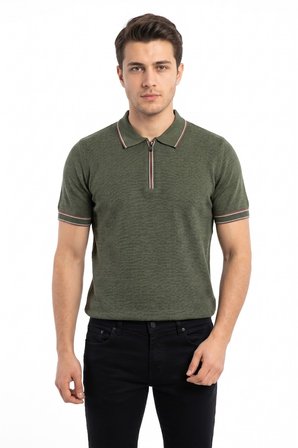 Erkek Polo Yaka Kısa Kollu Triko Tişört Regular Kalıp BGL-ST05557