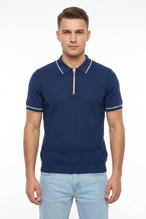 Erkek Polo Yaka Kısa Kollu Triko Tişört Regular Kalıp BGL-ST05557